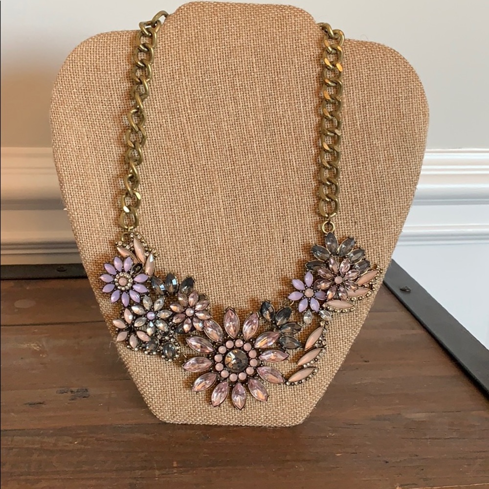 Pink flower statement necklace